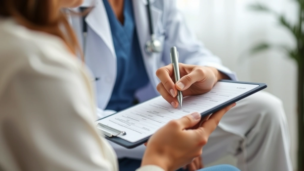 Close-up of healthcare provider writing detailed medical notes on clipboard during patient consultation, professional setting
