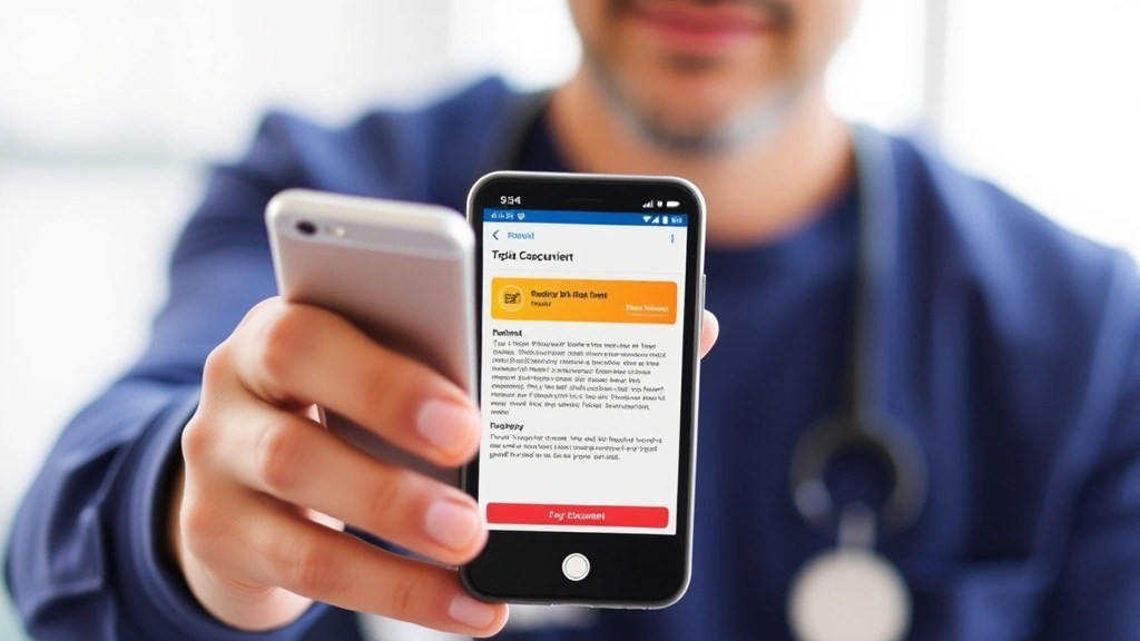 Person receiving digital document on smartphone from secure patient portal notification