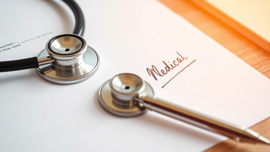 Close-up of signed medical letter on official letterhead with stethoscope and pen on wooden desk, healthcare documentation co