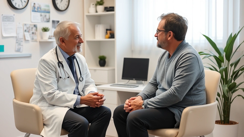 Doctor and patient discussing accommodation needs in consultation room, compassionate conversation, medical office environmen