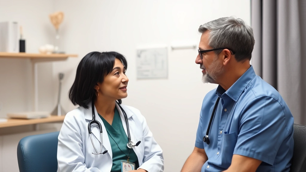 Healthcare provider and patient in consultation room discussing medical condition