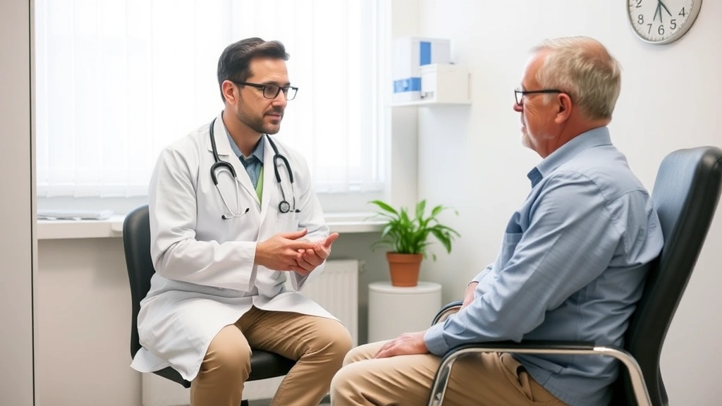 Doctor and patient having consultation meeting in medical office, discussing medical restrictions and accommodations