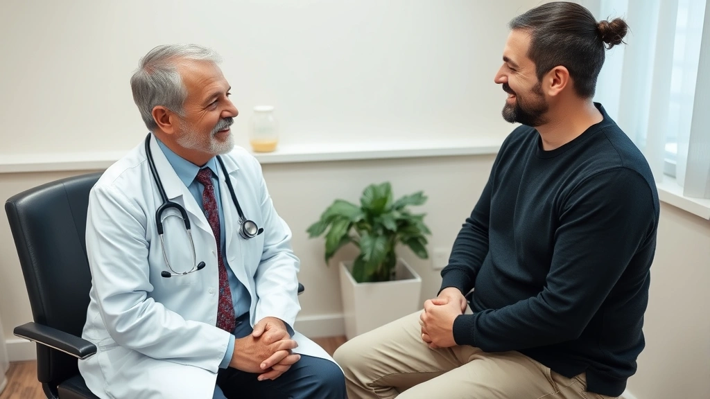 Doctor and patient in consultation room discussing medical restrictions with positive supportive demeanor during follow-up ap