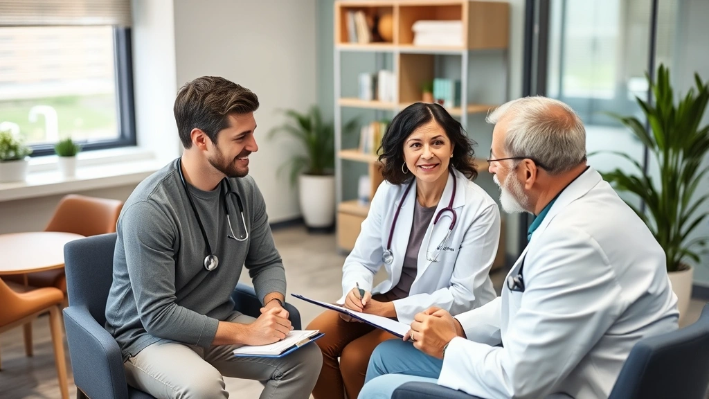 Patient meeting with doctor for medical evaluation, discussing health concerns, doctor taking notes, supportive clinical sett