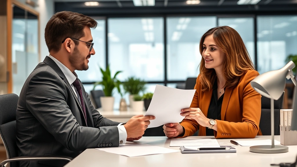 Professional meeting between employee and HR manager discussing accommodation letter at office desk with supportive atmospher