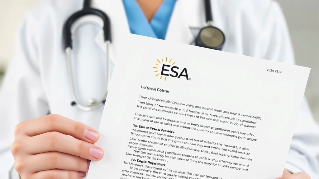 Healthcare provider holding official ESA letter document with letterhead and signature clearly visible