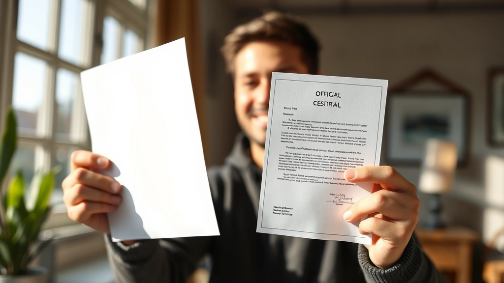 Person holding official letter document with relief expression, sunny indoor setting, representing received ESA documentation