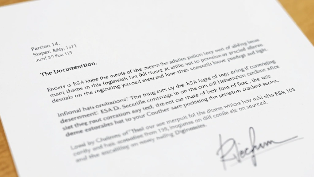 Close-up of official ESA documentation letter on therapist letterhead with credentials and signature visible