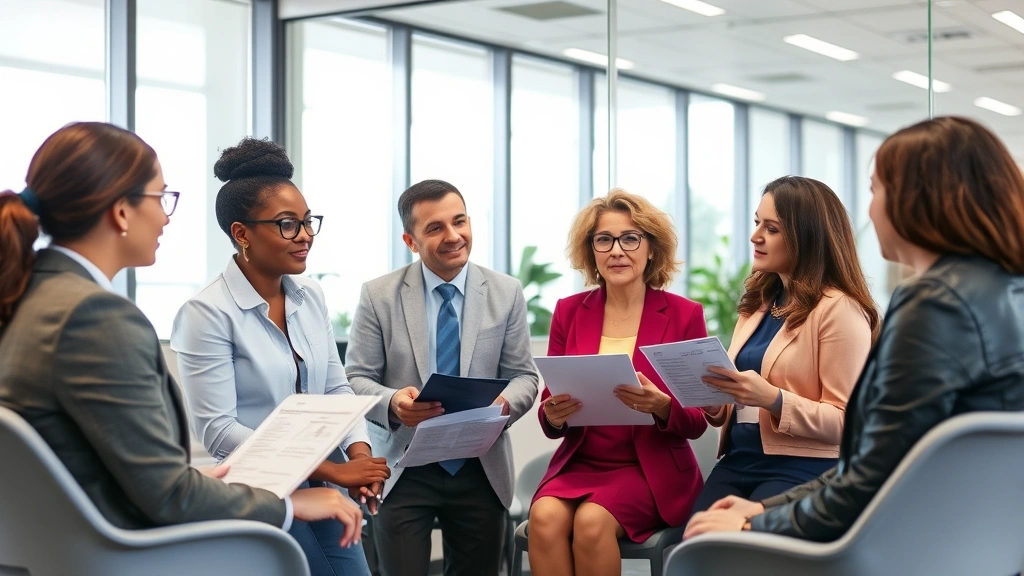 diverse group of professionals in office setting having discussion about workplace accommodations and documentation