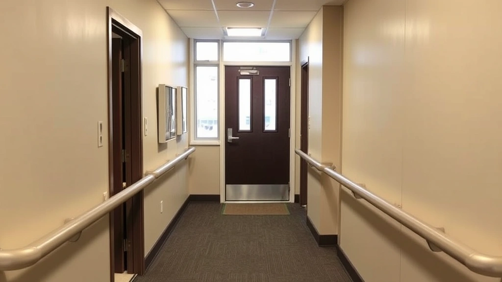 accessible apartment interior with grab bars, ramp entrance, and ground floor accessible design