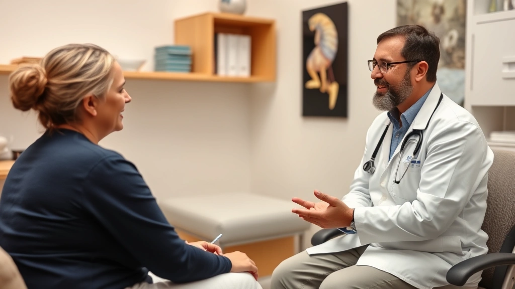 licensed therapist or physician in clinical setting with patient during consultation visit
