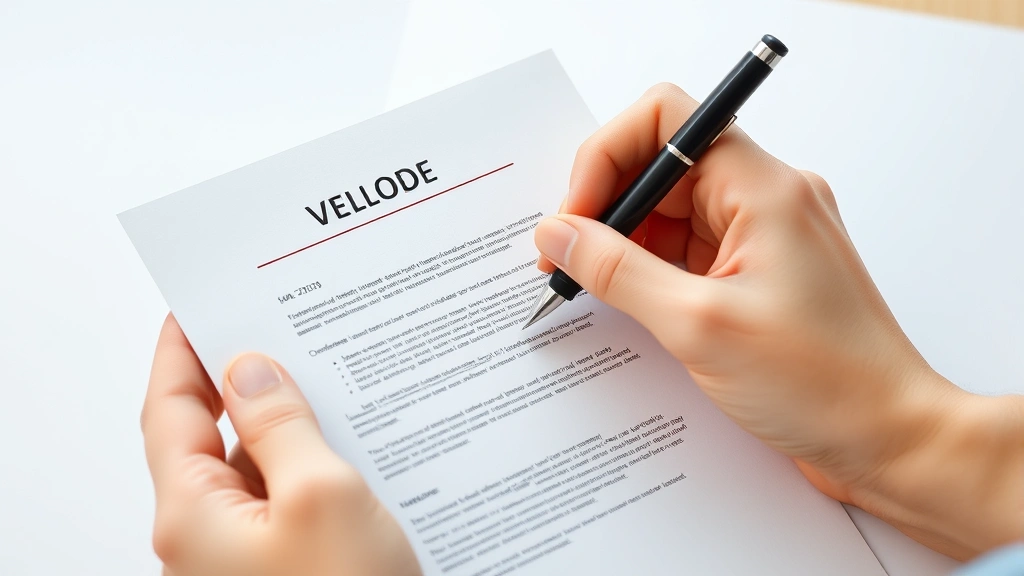 Close-up of hands holding official medical document letterhead with pen
