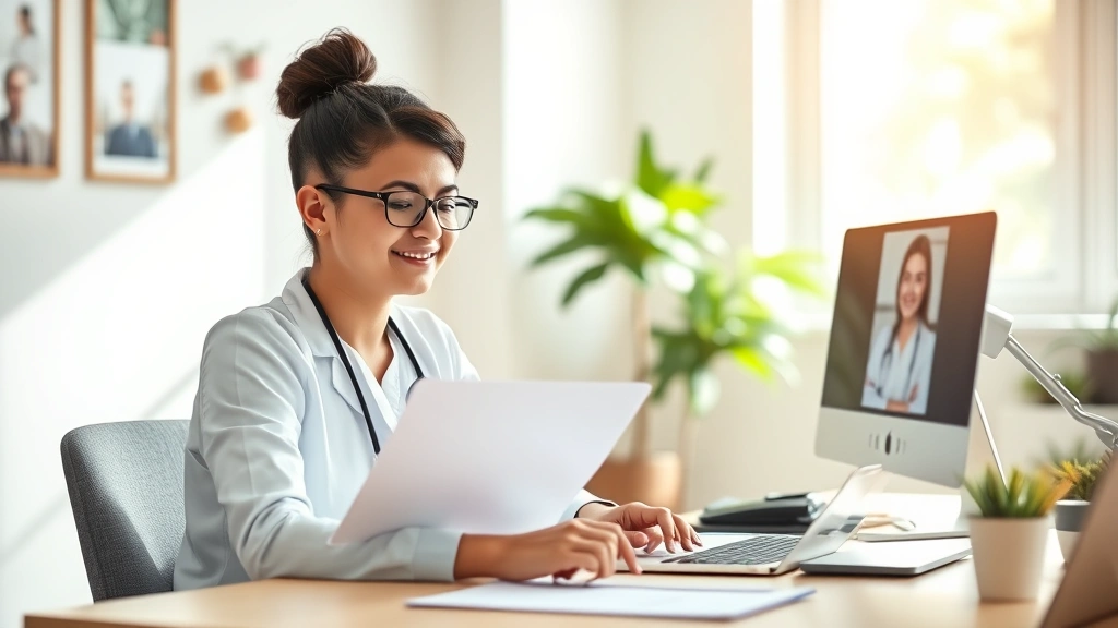 Student sitting at desk with laptop looking relieved while receiving accommodation letter from healthcare provider via telehe