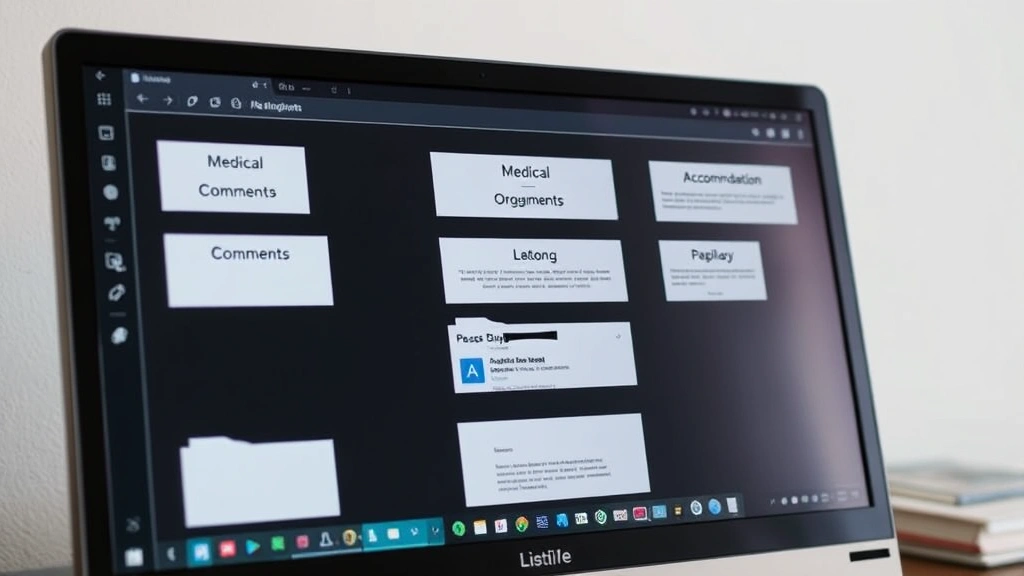 Organized digital folder structure on computer screen showing medical documents and accommodation letters clearly labeled