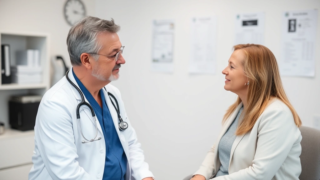 patient meeting with healthcare provider in clinical examination room, consultation discussion