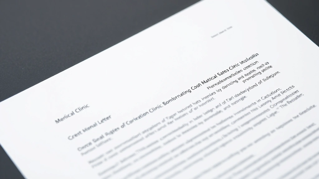 Close-up of medical letter on official clinic letterhead with doctor signature and credentials