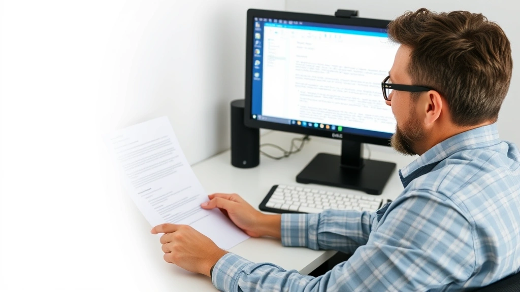 Person sitting at desk reviewing medical accommodation letter document on computer screen with satisfied expression