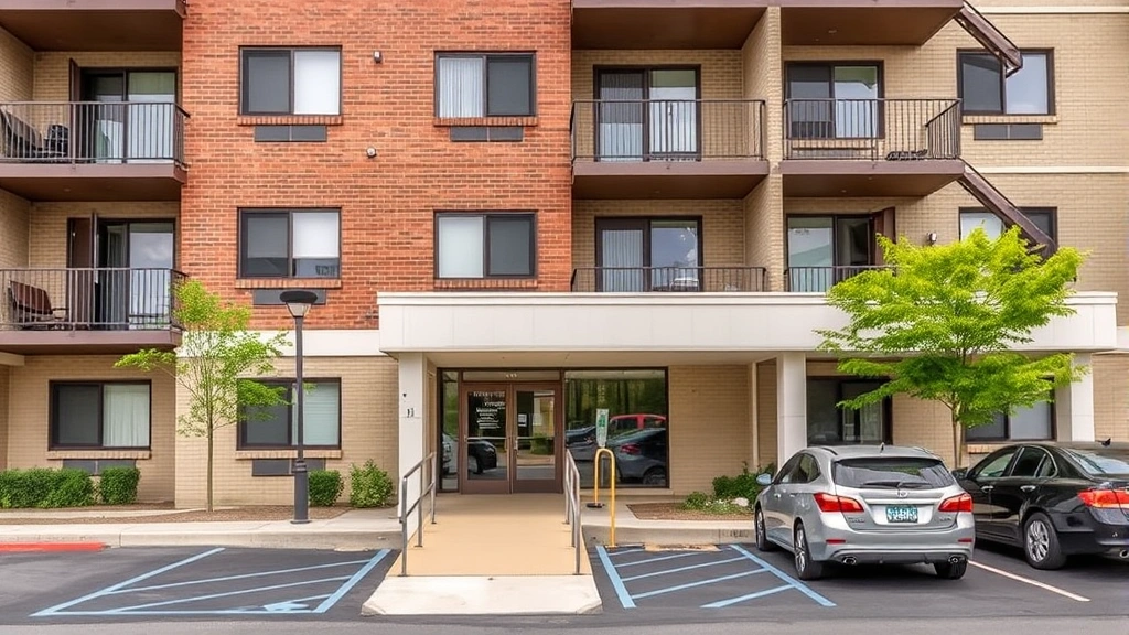 diverse apartment building exterior showing ground floor accessible entrance with ramp and accessible parking