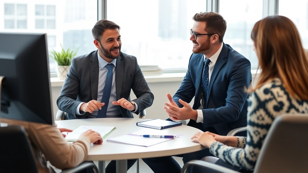 HR professional and employee in confidential meeting discussing workplace accommodation, professional office setting, positiv