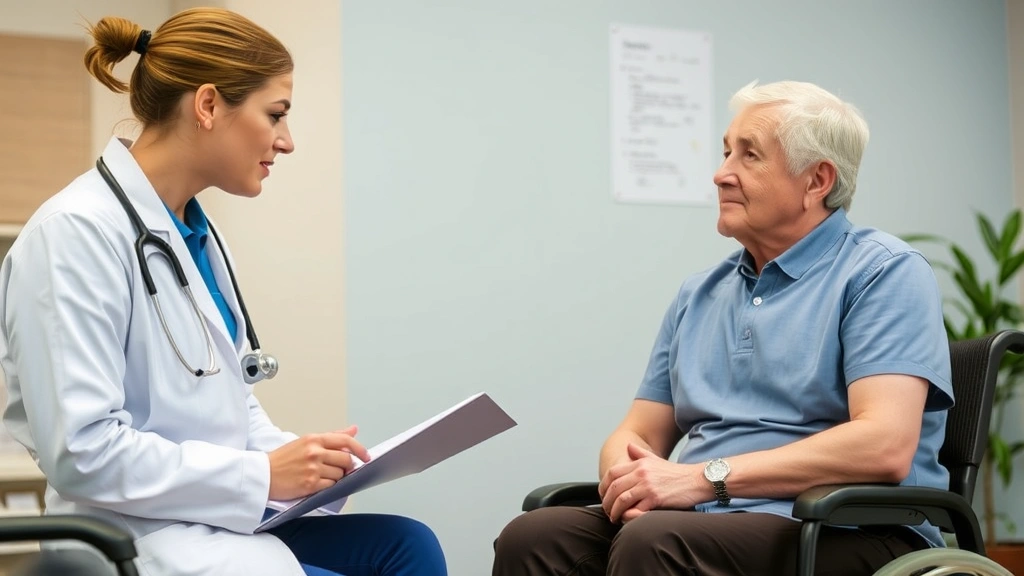 Healthcare provider and patient in consultation discussing medical accommodations and workplace needs